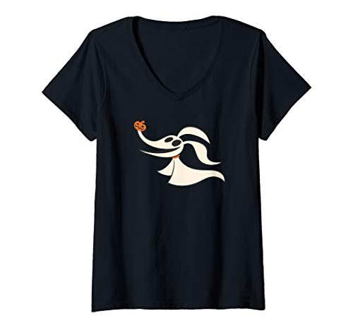 T-shirt col V Disney L'Étrange Noël de Monsieur Jack pour femme motif Zero
