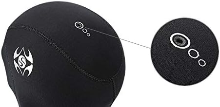 Oumers Neoprene Swim Cap 3MM Wetsuit Diving Cap with Flow Vent to Eliminate Trapped Air, Bib Pocket Hood Warm Durable Stretch for Surfing Snorkeling Kayaking Sailing Water Sports - Image 4