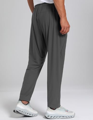 Men's Stretch Athletic Fishing Pants Lightweight Cool-Touch Workout Joggers with Zipper Pockets3