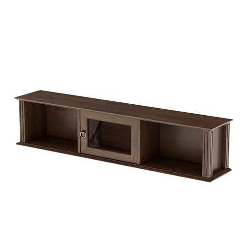 Image of Wakefit Kumen Teak Wood wall Mounted Display Unit - Dark Burma Teak