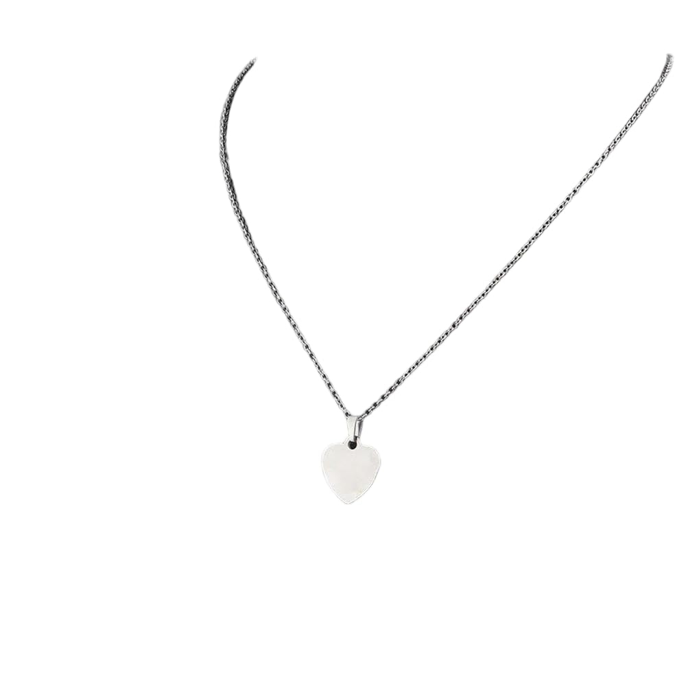 DYRBF - Collana con ciondolo a forma di cuore in acciaio inossidabile lucido a specchio, 16 x 17 mm, con catenina da 45/50/60 cm, confezione da 10 pezzi per incisione personalizzata