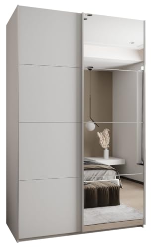 MEBLE KRYSPOL LUX 3 Eleganter 2-türiger Schwebetürenschrank mit Spiegel an der Tür - Leise schließend - HETTICH Topline L System - 245,5x160x64cm - Weiß, Weiß, Silber MEBLE KRYSPOL LUX 3 Eleganter 2-türiger Schwebetürenschrank mit Spiegel an der Tür - Leise schließend - HETTICH Topline L System - 245,5x160x64cm - Weiß, Weiß, Silber
