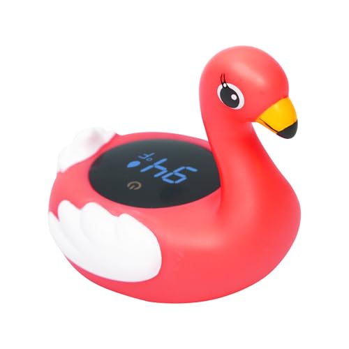 Image of Baby Bath Thermometer, Infant Digital Water Thermometer Safety Temperature Warning,Floating Toy for Infant, Toddler, Bathtub, Swimming Pool with LED Display Warning, Baby Essentials (Flamingo)