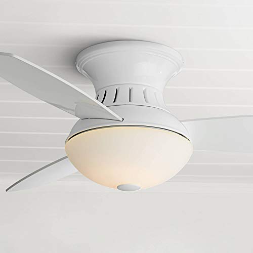 44" Encore Modern Hugger Ceiling Fan with Light LED Dimmable Remote Control White