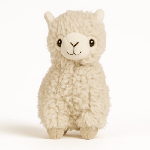 Kremstal Alpakahof Alpaka Stofftier Flauschiges Kuscheltier in Braun Beige Rosa oder Weiß ca. 22cm weiches Lama Plüschtier für Kinder & Erwachsene (beige)