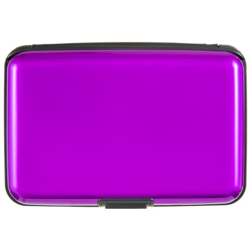 Image of Credit Card Holder Small RFID Blocking Wallet Business Metal Slim Mini Aluminum Hard Case for Women Men, Vibrant Purple, small, Minimalist, Compact, American