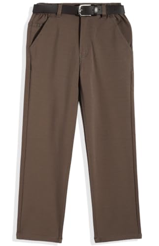 Image of CAVIO Boys Stretchable Solid Regular Fit Trousers with Belt