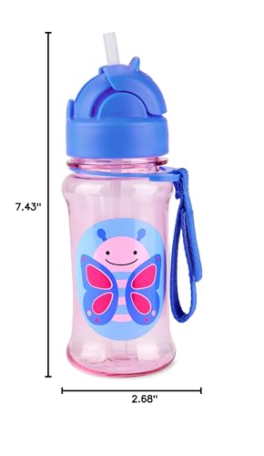 Image of Skip Hop Toddler Sippy Cup with Straw, Zoo Straw Bottle with Tritan Renew, 12 oz. Butterfly