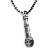 925 collar de plata esterlina para hombres colgantes para hombres collar colgante micrófono collar cadena música collar vintage mens regalo cantante