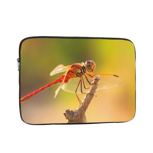 Red Dragonfly On Branch Laptop Sleeve Case 10 Inch Suitable for Notebook Computer Tablet Traveling Carrying Simple Case