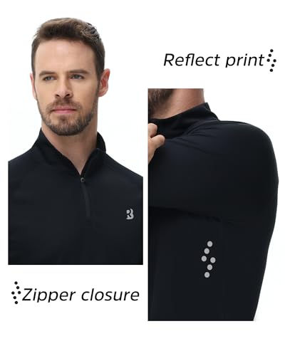 Roadbox UPF 50+ Long Sleeve Shirts for Men - Quarter Zip Pullover Quick Dry Rash Guard for Running Golf Fishing Workout4