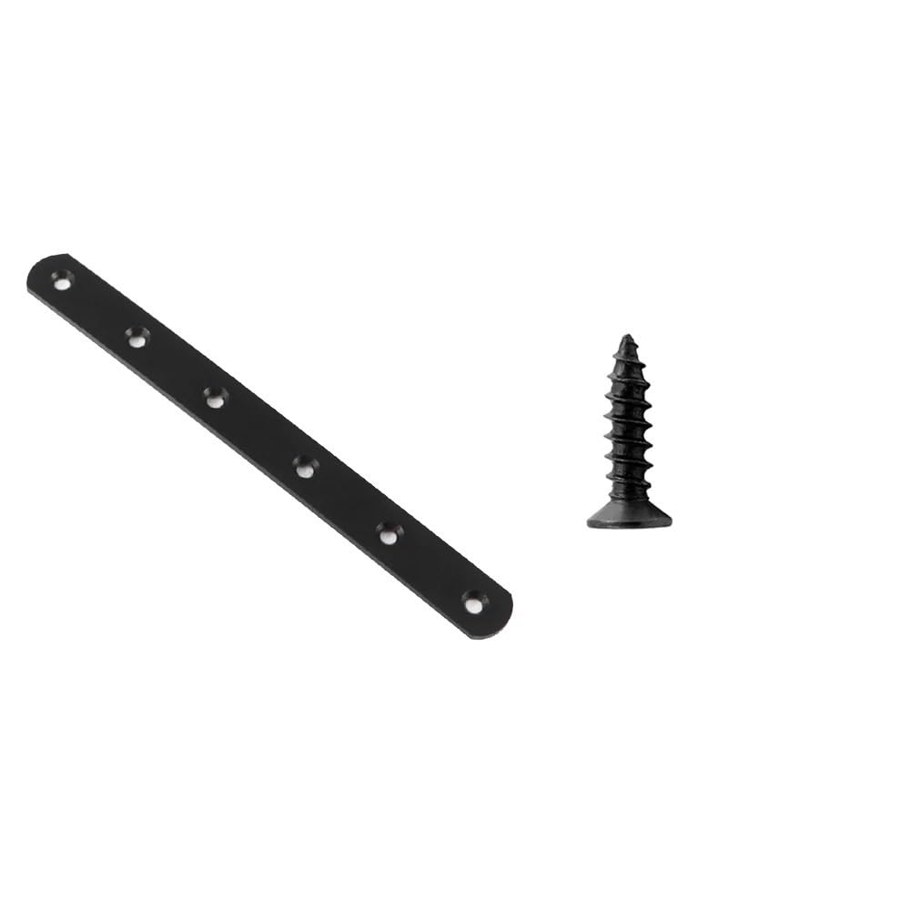 Supports de renfort droits en inox noir 195mm avec vis pour assemblage de bois