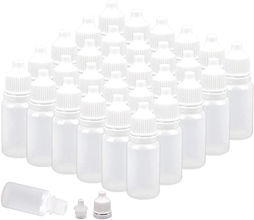 WUWEOT 150 Pezzi Flaconcini Contagocce 10 ml Bottiglie per Contagocce Bianco plastica Piccola Bottiglia Vuote Bottiglia di Plastica per e-Liquido Oli Tinte e Altri liquidi