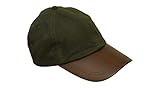Langfristig wasserabweisend Walker and Hawkes Unisex Baseball-Kappe aus gewachster Baumwolle - Schirm aus Leder - Einheitsgröße Olivgrün