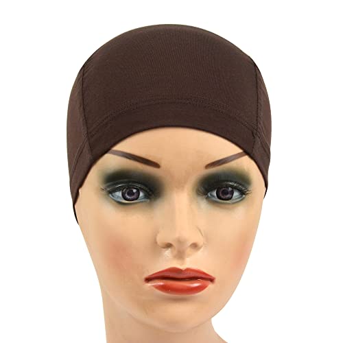 YANTAISIYU Bamboo Fiber Wig Cap Comfortable Elastic Wig Cap Wearing Under Wigs (Dark Brown)