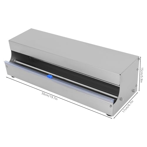 PERFERATE Manual Food Wrap Film Dispenser Stainless Steel Film Wrapp Holder with Sliding Blades Commercial Stretch Film Packing Wrapper Fits 10'' - 18'' Rolls for Food Packaging
