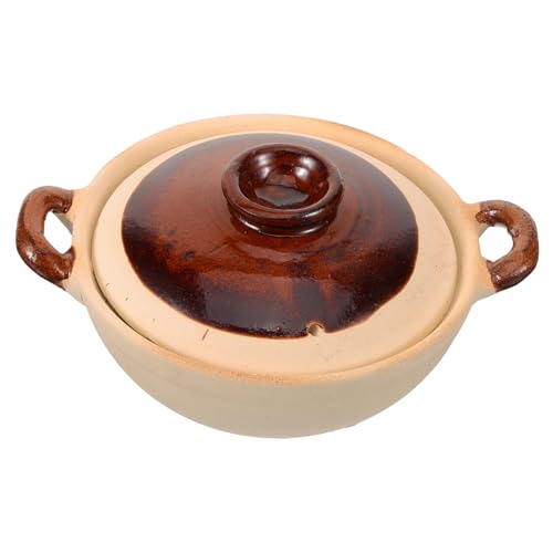 Toyvian Clay Cooking Pot with Binaural Design for Home Cooking Supplies Heat-Resistant Ceramic Casserole for Stewing Soup Braising and Porridge Gas Stove