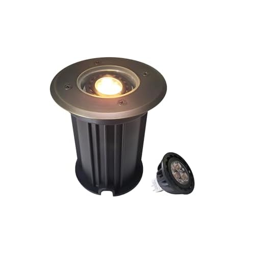 MALORY Brass Open Top Cover Landscape Well Lights, 12V Low Voltage Outdoor In Ground Lights, Landscape Lighting Wired with 5W 2700K MR16 for Pathway, Driveway and Garden (Open Top, 1-Pack wi