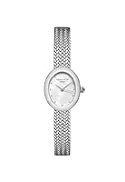 Rosefield Women's Mini Oval White Dial Silver Woven Mesh Strap Watch, Silver, 18x22mm