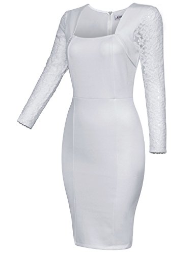 Tam Ware Womens Stylish Lace Long Sleeve Bodycon Zip Midi Dress Twcwd126-White-Us S #TOP1