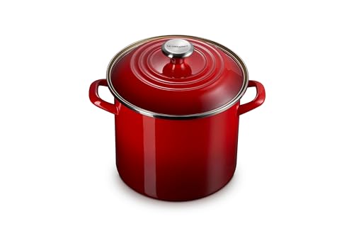 Le Creuset Emaille auf Stahl Traditioneller Kochtopf, 7,6 l, Cerise mit Edelstahlknauf