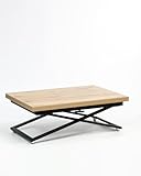 DOMM Corto-M Mesa de centro rectangular con ajuste de altura, ahorra espacio, mesa de centro transformable, mesa de centro ajustable en altura se convierte en mesa de comedor, mesas transformadoras