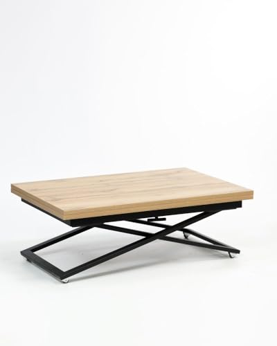 DOMM Corto-M Mesa de centro rectangular con ajuste de altura, ahorra espacio, mesa de centro transformable, mesa de centro ajustable en altura se convierte en mesa de comedor, mesas transformadoras