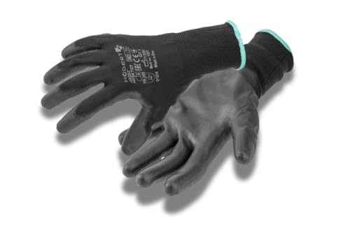 Högert Technik JAGST Handschuhe mit Polyurethanbeschichtung, schwarz, Größe 10, abriebfest und flexibel, ideal für präzise Montage- und Wartungsarbeiten