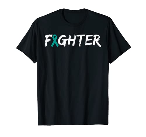 Myasthenia Gravis Fighter Awareness camiseta con cinta verde azulado Camiseta