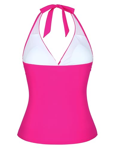 Haut tankini à armatures rose vif taille 48 avec décolleté plongeant - 5