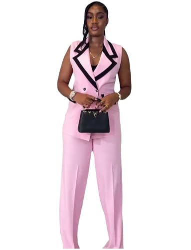 Costume 2 pièces femme avec veste sans manches et pantalon large