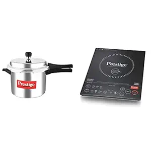 Prestige Popular Aluminium Pressure Cooker, 5 Litres, Silver + Prestige Induction Cooktop PIC 6.1 V3