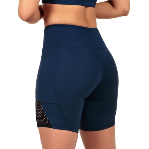 Short Com Bolso Para Academia Caminhada Corrida Suplex Tela (BR, Alfa, P, Regular, Regular, Azul Mar