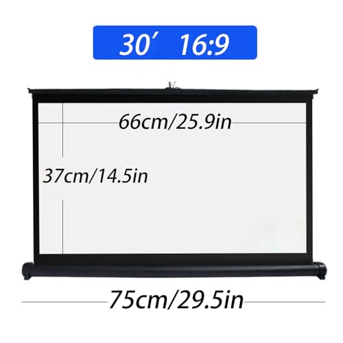 Pantalla de proyección portátil HJXGQJM, pantalla manual enrollable de 30 pulgadas, pantalla HD sin orificios para cine en casa, viaje y presentación de oficina miniatura 7