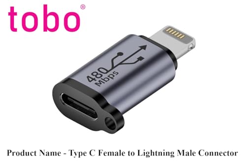 Image of Tobo USB C to Lighting Adapter,27W PD Fast Charging for 14 /13 /12 Pro Max Plus Mini,for Lighting to USB C Cable Adapter for iPad,Support Transfer Data-Not for Audio /OTG (TD-1297CC)