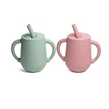 Uyokcnie Toddler Cup, Silicone Training Cup Sippy Cup with Straw, Spill Proof and Non-Slip Handles,