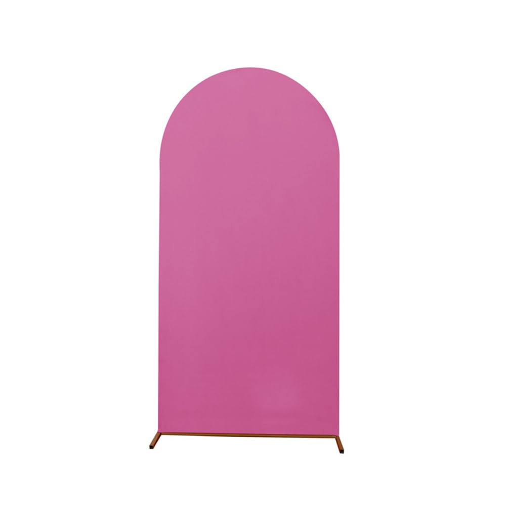 Odot Round Top Arch Backdrop Cover - Elegant Romantic Spandex Stand for Wedding, Birthday Party, Garden Decoration - 12 Colors (7.9ft/ 240x140cm, Rose Red)