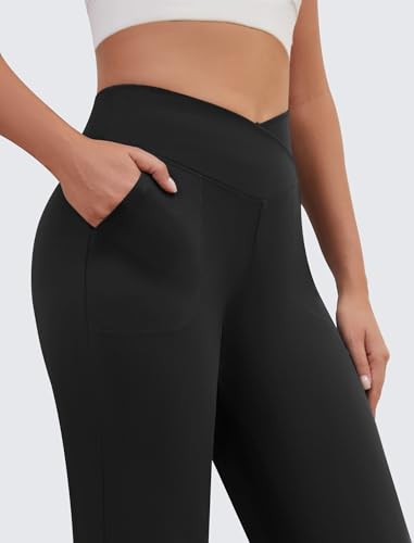 Womens Wide Leg Yoga Pants Crossover Work Dress Pants Lounge Sweatpants Casual Trousers with Pockets2