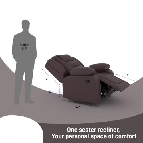 Image of Amazon Brand - Solimo Fraklin | Single Seater Sofa Recliner | Manual Recliner (Leatherette Brown)