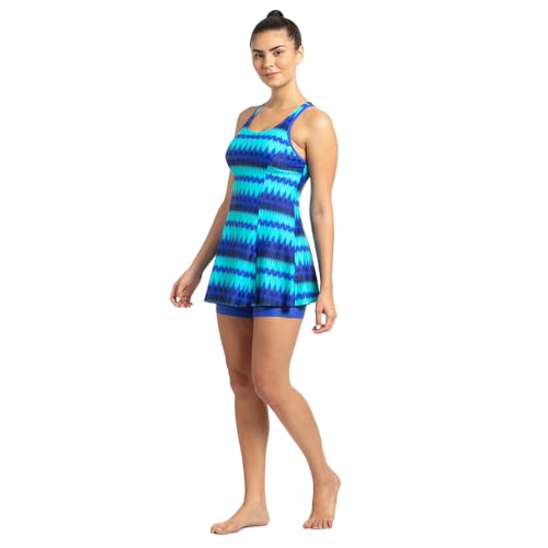 Image of Speedo Female Swimwear All Over Print Racerback Swimdress with Boyleg