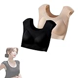 Women’s 2-in-1 Seamless Underwear with Built-in Shoulder Pad,High Elastic Comfortable Wireless Bra (Nude/Black,XX-Large)