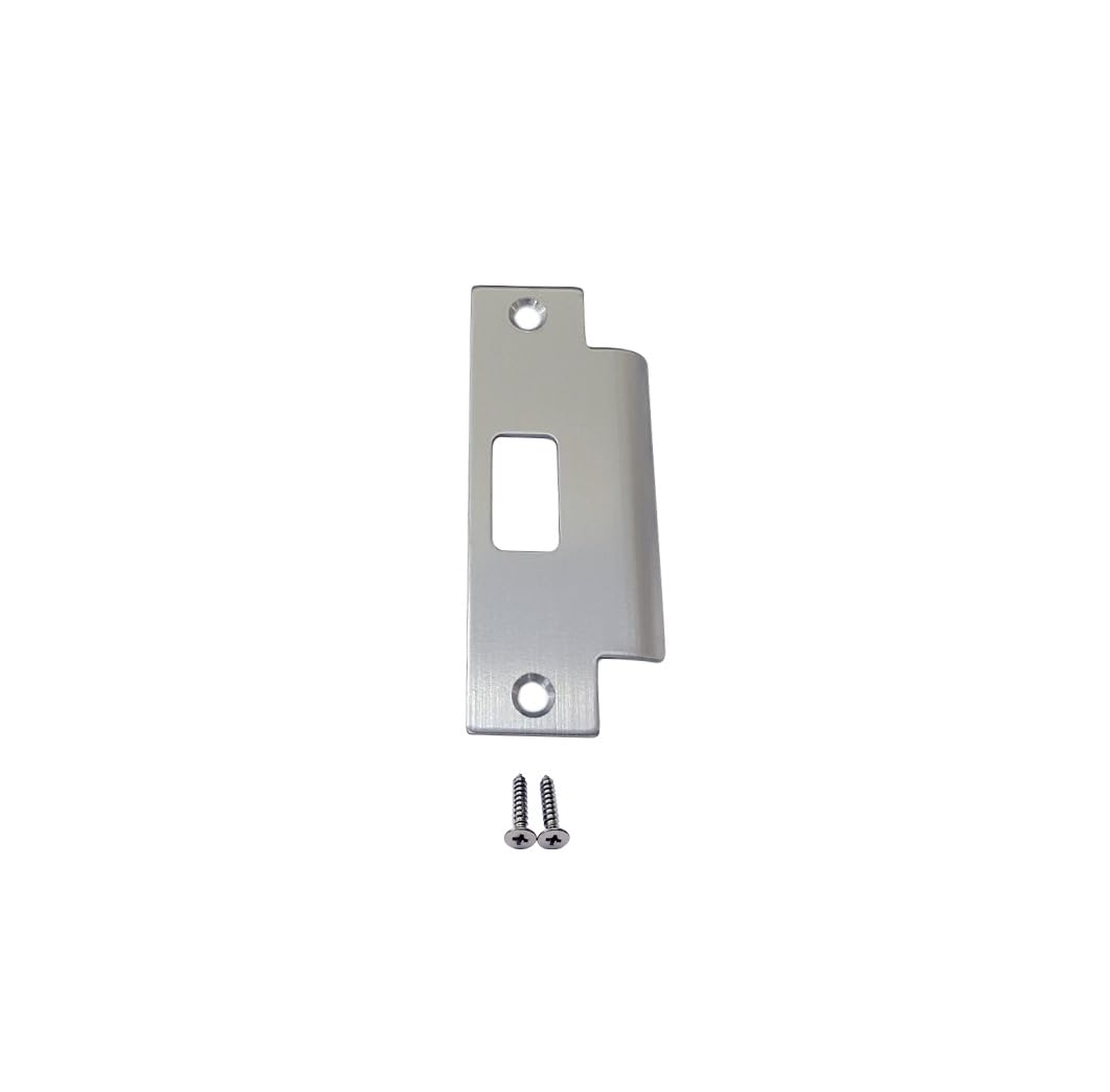 QCAA Stainless Steel Extended Replacement Lock Strike Plate, Round Corner, 4-7/8" for Deadbolt, US32D, 1 Pack, Made in Taiwan