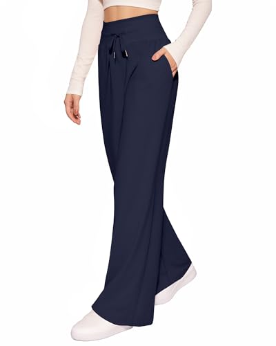 CLOZOZ Wide Leg Casual Pants for Women Trouser Pants Elastic Palazzo Pants with Adjustable Drawstring2
