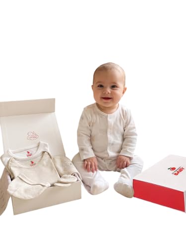Image of 6 Pcs Clothing Gift Set with Box, 100% Cotton Soft & Breathable 6-Piece Layette Set with Bodysuit, Romper, Bib, Cap, Mittens & Swaddle, 0-12 Months, All-Season Wear