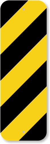 SmartSign 24 x 8 inch Object Marker Chevron Metal Sign, 80 mil Aluminum, 3M Laminated Engineer Grade Reflective Material, Black and Yellow