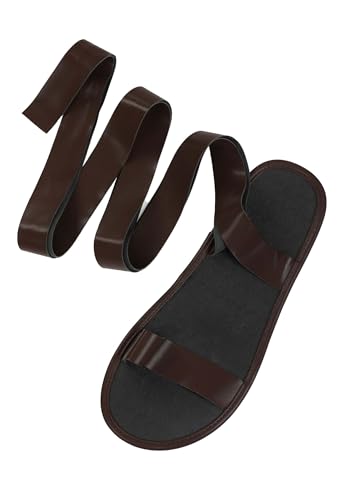 Mens Roman Gladiator Sandals With Faux Leather Crisscross Tie Ankle Straps - ...