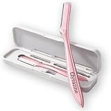 Élysanne - Cuchilla Facial Mujer para Dermaplaning y Depilación Facial – Navaja Facial mujer de Precisión con 3 Cuchillas de Recambio y Estuche, Ideal para Cejas y Rostro