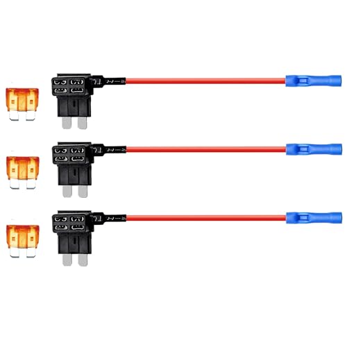 Image of KMH 12V Standard Fuse Tap Adapter Kit Add-A-Circuit with Dual Slot Holder for Standard Blade Car Fuses, Easy Installation, Universal for Cars, SUVs, Trucks, Motorcycles, DIY (Pack fo 3)