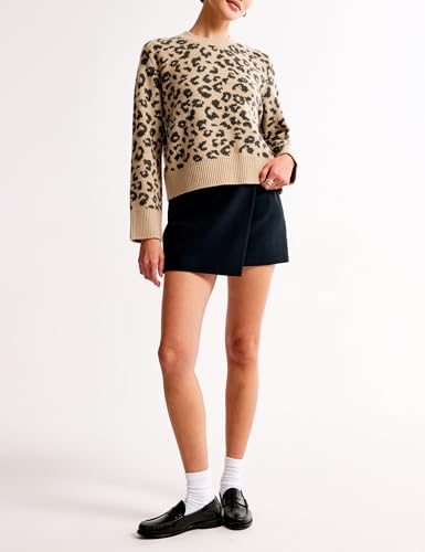 Accpur Leopard Print Sweater For Women Long Sleeve Cheetah Pullover Sweater Tops Trendy Crewneck Fall Winter Clothes Apricot thumb #4