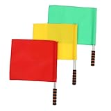 PLAFOPE 3 pièces Drapeaux de Signalisation de Course Acier Inoxydable Rouge Flags Manuels Antidérapants pour Arbitres et Sécurité Routière